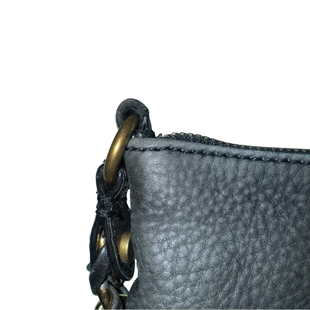ELLIOTT LUCCA Gwen Black Pebbled Leather Gold Chain Strap Crossbody Bag